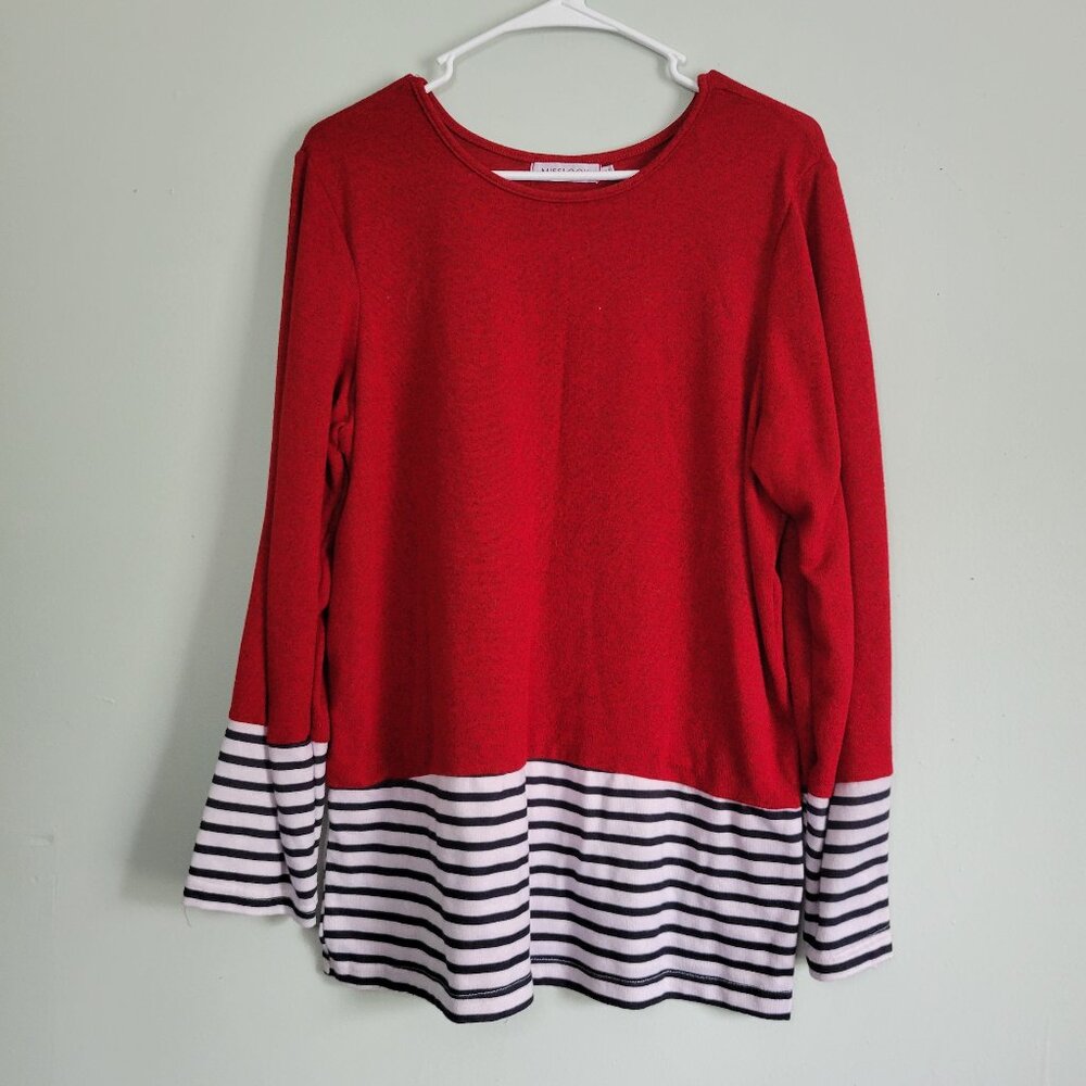Misslook Read Sweater Women s Medium Long Sleeve Faux Layered Round Neck Top